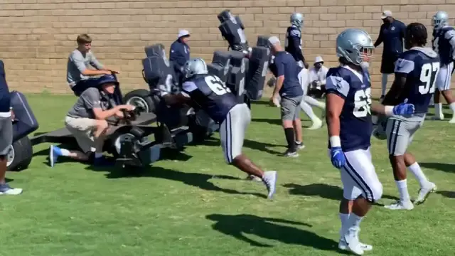'Video thumbnail for law nation sports: cowboys shock and shed drill during training camp'