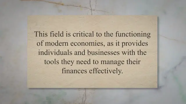 'Video thumbnail for Exploring the Finance Field: A Look at Major Companies, Services Offered, and Future Outlook'
