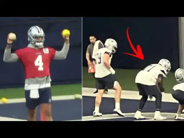 'Video thumbnail for #Cowboys Dak Prescott back at practice & Jason Peters at LG, LT & RT'