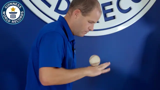 'Video thumbnail for David Rush sets new world record with 125 baseball touches in 30 seconds'