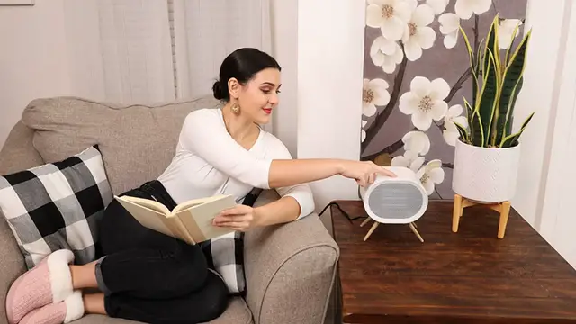 'Video thumbnail for BabyExo Small Space Heater for Indoor Use, 1000W PTC Fast Heating Ceramic Electric Room Heaters '