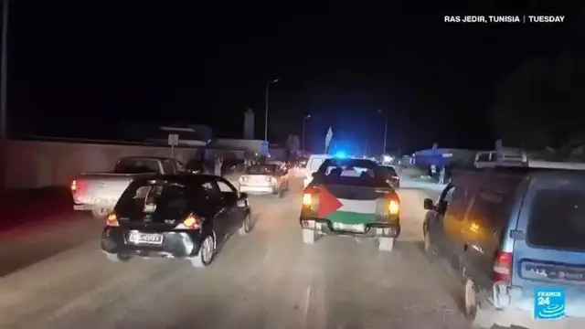 'Video thumbnail for Gaza-bound activist convoy enters Libya from Tunisia'