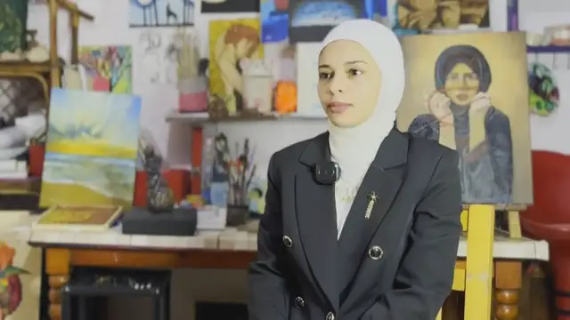 'Video thumbnail for Voices of Gaza: Palestinian artist uses art to document life under Israeli bombardment'