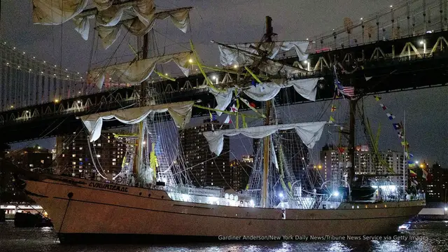 'Video thumbnail for Mexican navy ship went backwards before Brooklyn Bridge crash: NTSB'