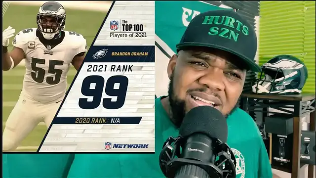 'Video thumbnail for Lord Brunson: brandon graham cracks nfl top 100! eagles' hurts vs trevor lawrence: accuracy comparison'