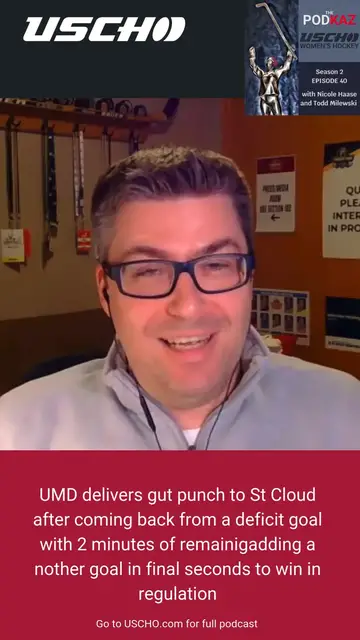 'Video thumbnail for UMD issues gut punch to St Cloud Women's hockey scoring 2 late in regulation for win'