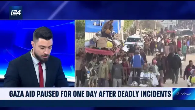 'Video thumbnail for Gaza aid paused for one day deadly incidents'