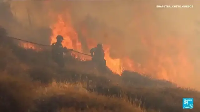 'Video thumbnail for Thousands evacuated as wildfires rage on Greece's Crete'