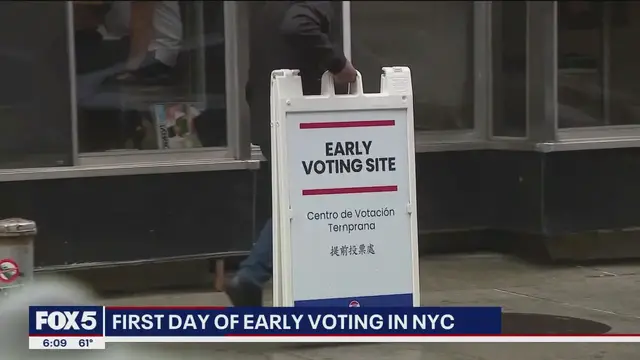 'Video thumbnail for First day of early voting in NYC'