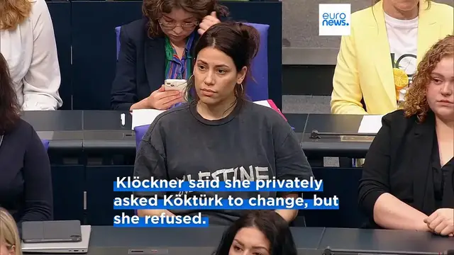 'Video thumbnail for Left Party MP expelled from German parliament for wearing Palestine t-shirt'