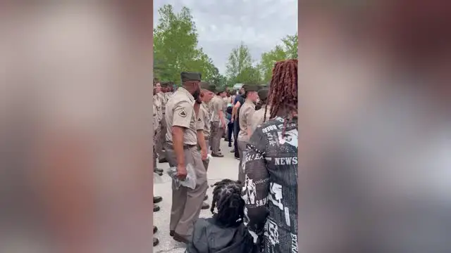 'Video thumbnail for 10-Day-Old Son Taps Out Soldier Dad At Army Graduation'