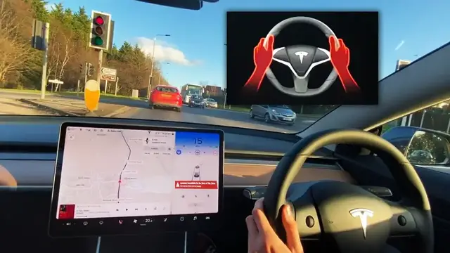 'Video thumbnail for Tesla Model 3 Autopilot UK test on UK rural roads! Autopilot vs Traffic lights!'