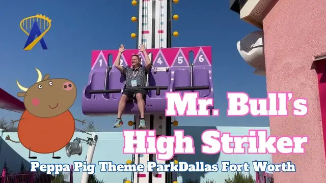 'Video thumbnail for Mr Bull's High Striker at Peppa Pig Theme Park Dallas Fort Worth'