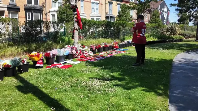 'Video thumbnail for Flowers and tributes continue to be laid at Anfield for Jota'
