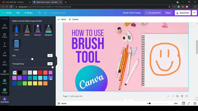 'Video thumbnail for HOW TO DRAW IN CANVA (NEW FREE-HAND BRUSH TOOL)'