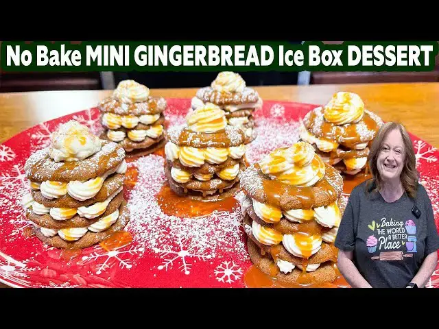 'Video thumbnail for No Bake MINI GINGERBREAD Ice Box Dessert Cakes for CHRISTMAS'