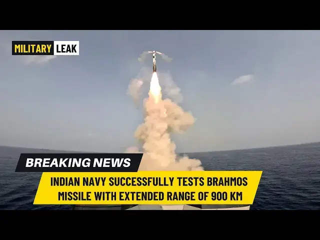 'Video thumbnail for Indian Navy Successfully Tests BrahMos Missile With Extended Range of 900 Km'