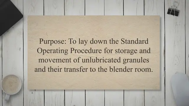 'Video thumbnail for SOP on Storage and Movement of unlubricated granules / Transfer'
