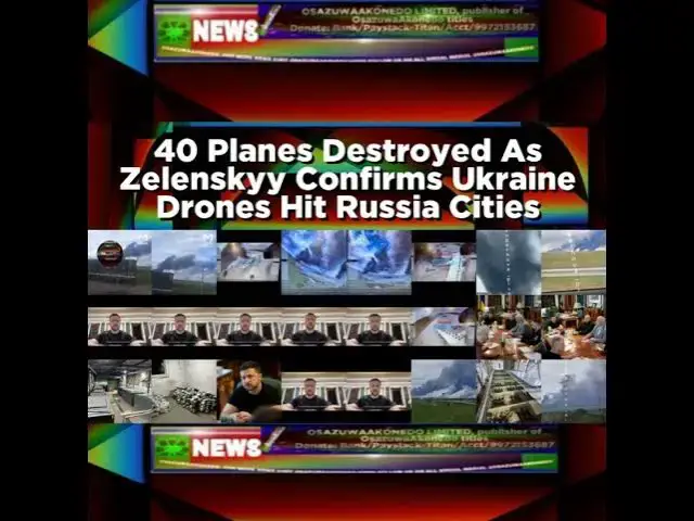'Video thumbnail for 40 Planes Destroyed As Zelenskyy Confirms Ukraine Drones Hit Russia Cities'
