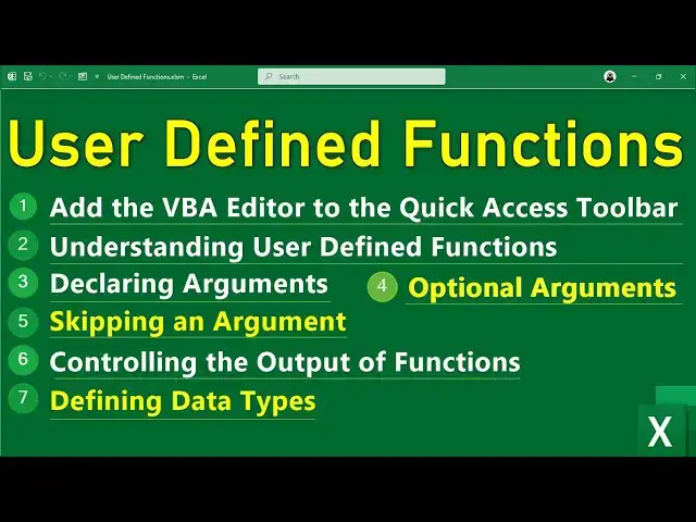 'Video thumbnail for User Defined Function - Comprehensive Tutorial - Create Your Own Excel Functions using VBA'