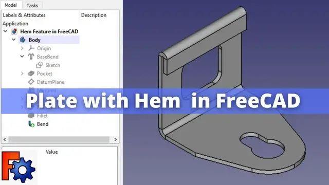 'Video thumbnail for Plate with Hem in FreeCAD | FreeCAD Sheet Metal | FreeCAD Tutorial |'