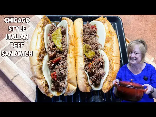 'Video thumbnail for CHICAGO STYLE ITALIAN BEEF SANDWICH Dutch Oven Roast'