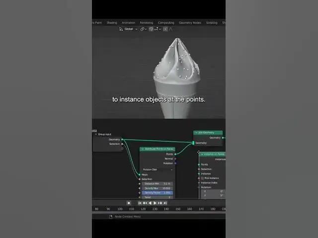 'Video thumbnail for Add Sprinkles using Geometry Nodes in 1 minute | Blender Tutorial | #shorts'