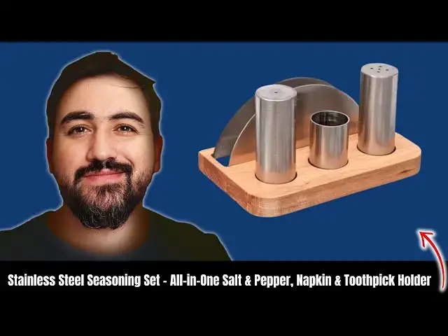 'Video thumbnail for Stainless Steel Seasoning Set – All-in-One Salt & Pepper, Napkin & Toothpick Holder'