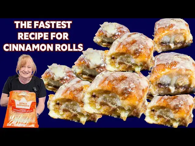 'Video thumbnail for The Fastest Recipe for Cinnamon Rolls using KING'S HAWAIIAN ROLLS. Melts in your mouth goodness.'