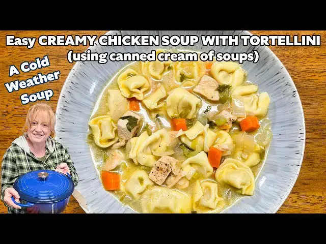 'Video thumbnail for CREAMY CHICKEN SOUP WITH TORTELLINI A Cold Weather Soup'