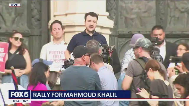 'Video thumbnail for Rally held for recently released activist Mahmoud Khalil'