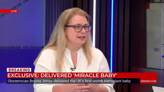 'Video thumbnail for WATCH: Obstetrician Bryony Jones recalls delivering the UK’s first womb transplant baby'