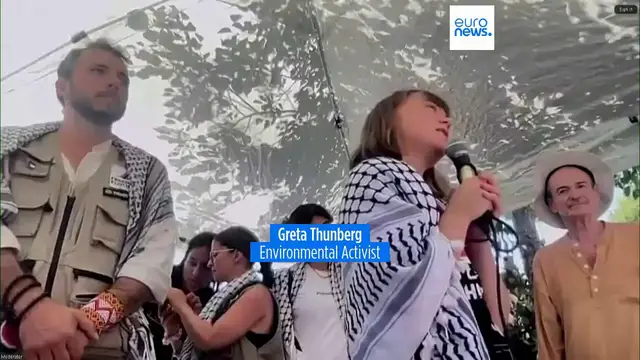 'Video thumbnail for Climate activist Greta Thunberg joins 'Freedom Flotilla' aid ship sailing to Gaza'