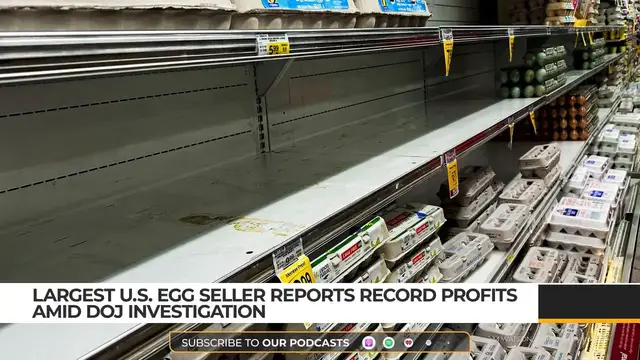 'Video thumbnail for Largest US egg seller reports record profits amid DOJ investigation'