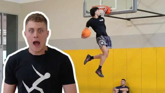 'Video thumbnail for (361) 50.5 inch vertical jump shocks hoopers! basketball dunking & training'