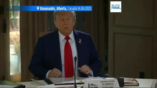'Video thumbnail for Early G7 summit exit 'nothing to do' with Israel-Iran deal, Trump says'