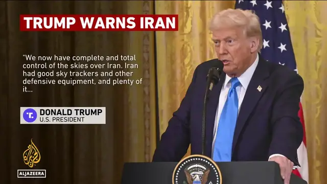 'Video thumbnail for US demands Iran’s surrender as trump claims ‘complete control’ of its skies"'
