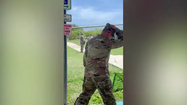 'Video thumbnail for Retiring Soldier Fights Tears When Airman Daughter Surprises Him At Retirement Ceremony'