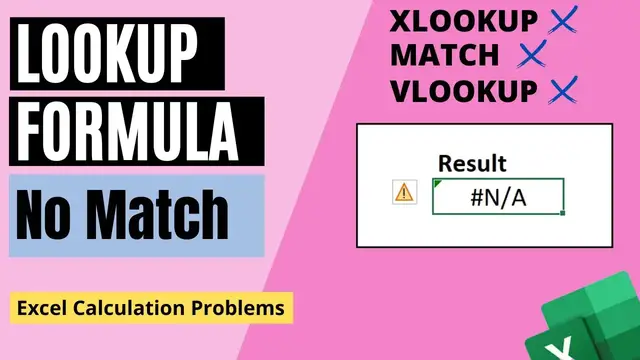 'Video thumbnail for Lookup Formula No Match - Excel Calculation Problem'