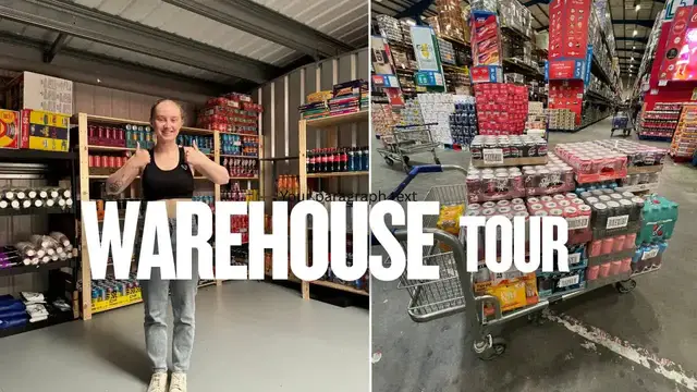 'Video thumbnail for money making meg: 2025 warehouse tour! vending & coffee machines, snacks'