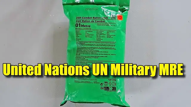 'Video thumbnail for Tasting United Nations UN Military MRE Combat Ration Pack (Meal Ready to Eat - 24 Hour Ration)'