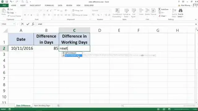 'Video thumbnail for Excel Formulas Part 6: Date Difference including Working Days Only'