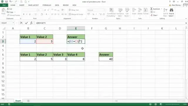 'Video thumbnail for Learn Excel Formulas Part 2: Order of Operations - BODMAS Rule'