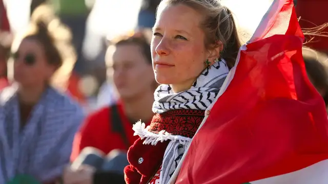 'Video thumbnail for NATO summit demonstration: Protesters accuse alliance of being complicit in Gaza'