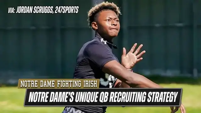 'Video thumbnail for Notre Dame's unique QB recruitment strategy'