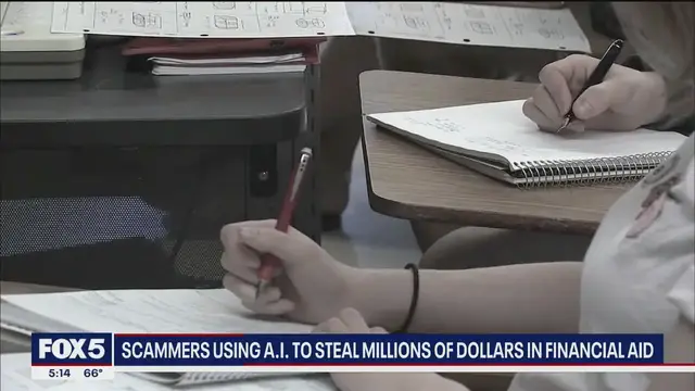 'Video thumbnail for Scammers use AI to steal financial aid money'