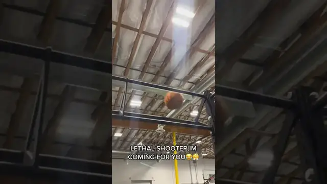 'Video thumbnail for Amazing Basketball Trick Shot! High Ceiling Gym'