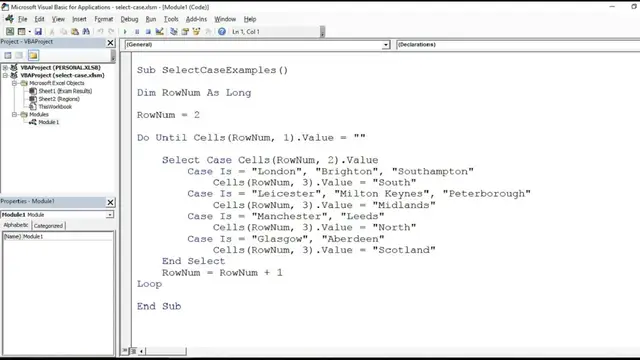 'Video thumbnail for Excel VBA Select Case Statement - Two Examples'