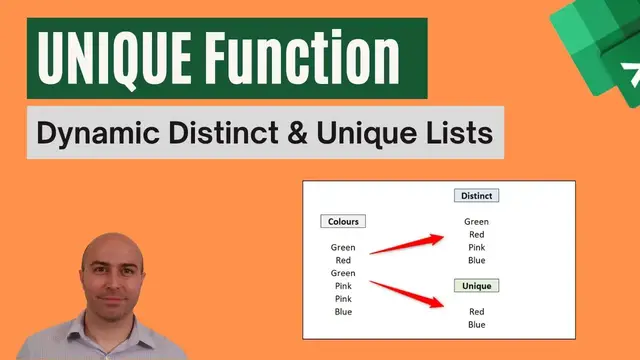 'Video thumbnail for UNIQUE Function in Excel | DYNAMIC Unique Lists (7 Examples)'