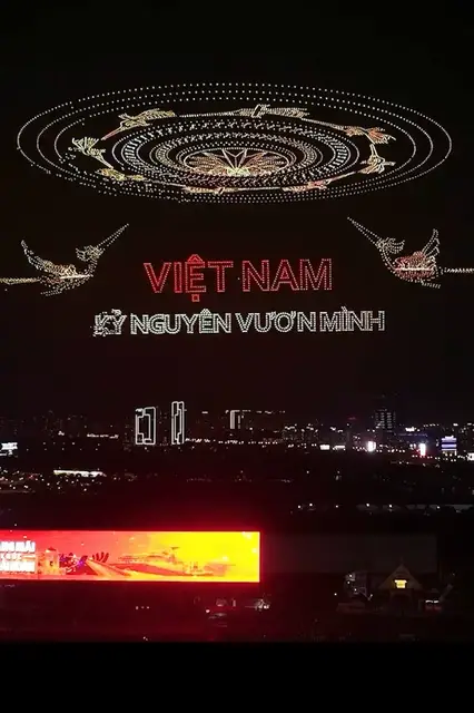 'Video thumbnail for Vietnam indepedance celebrated with drone light show'
